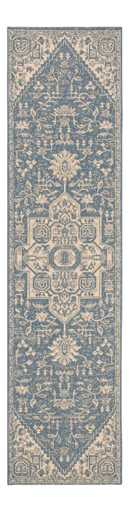 Surfside Indoor Outdoor Rug Cream & Blue 2'x8'