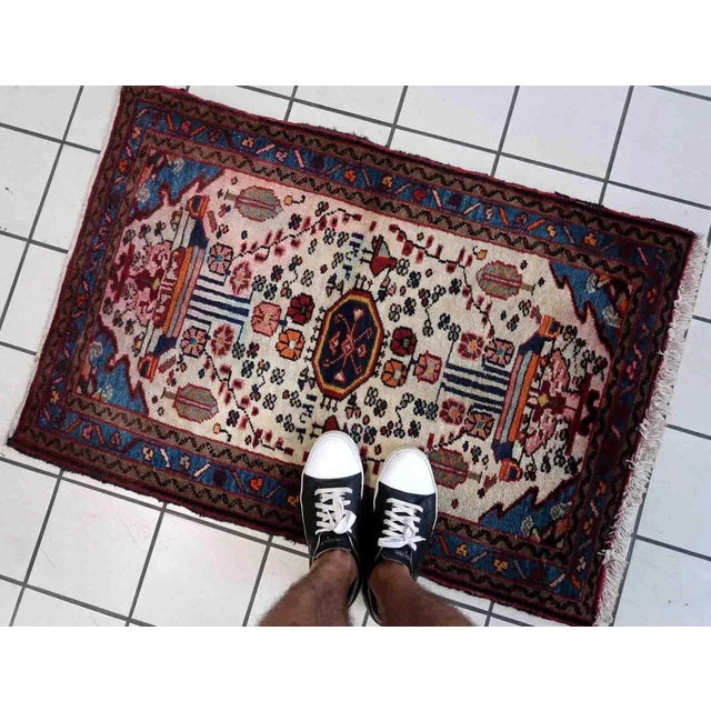 1970s Handmade Vintage Persian Mahal Rug 2.3' X 3.5' For Sale In New York - Image 6 of 11