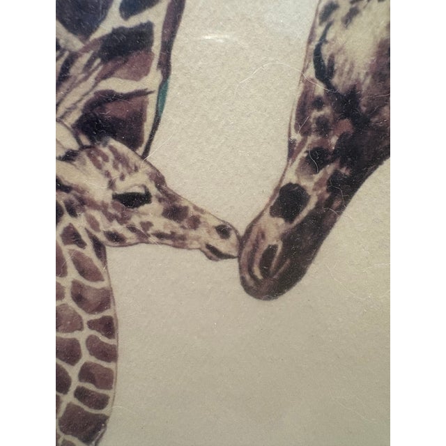 Mid 20th Century Vintage Evelyn Gross ‘Aisha & Mother’ Brookfield Zoo Chicago Numbered Giraffe Lithograph 60/1000 For Sale - Image 5 of 12