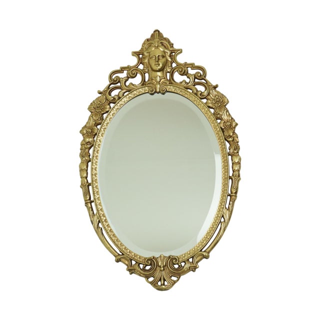 Louis XV Baroque French Brass Crested Mirror in Gold, 1950s For Sale - Image 11 of 17