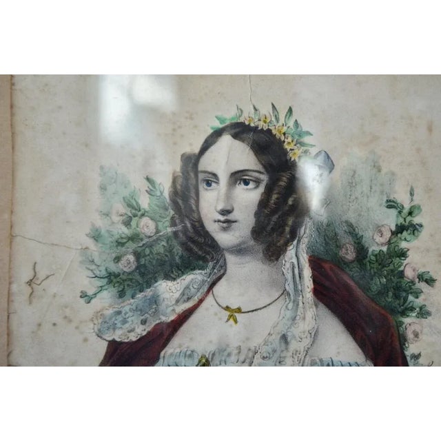 Colorful lithography of the 19th century signed Dopter, publishers and engravers in Paris. Portrait on paper: Claire....