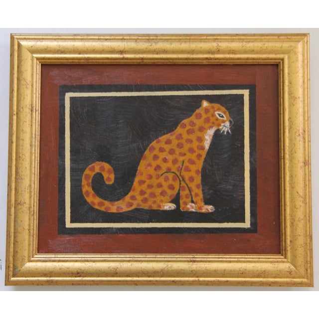2020s Leopard Style of Skilling British Colonial Traditional Realism Goldenrod Antique White Gray Original Oil Painting Cleo Plowden For Sale - Image 5 of 5
