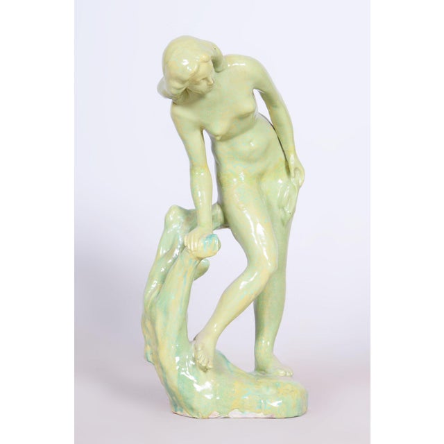 Vintage Art Deco Statue in Glazed Ceramic, 1940s For Sale - Image 10 of 10