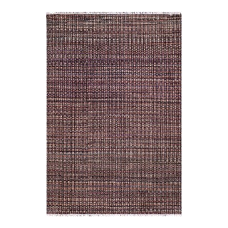 Rustic Black/Rust High Low Wool Rug - 5'0'' X 6'6'' For Sale