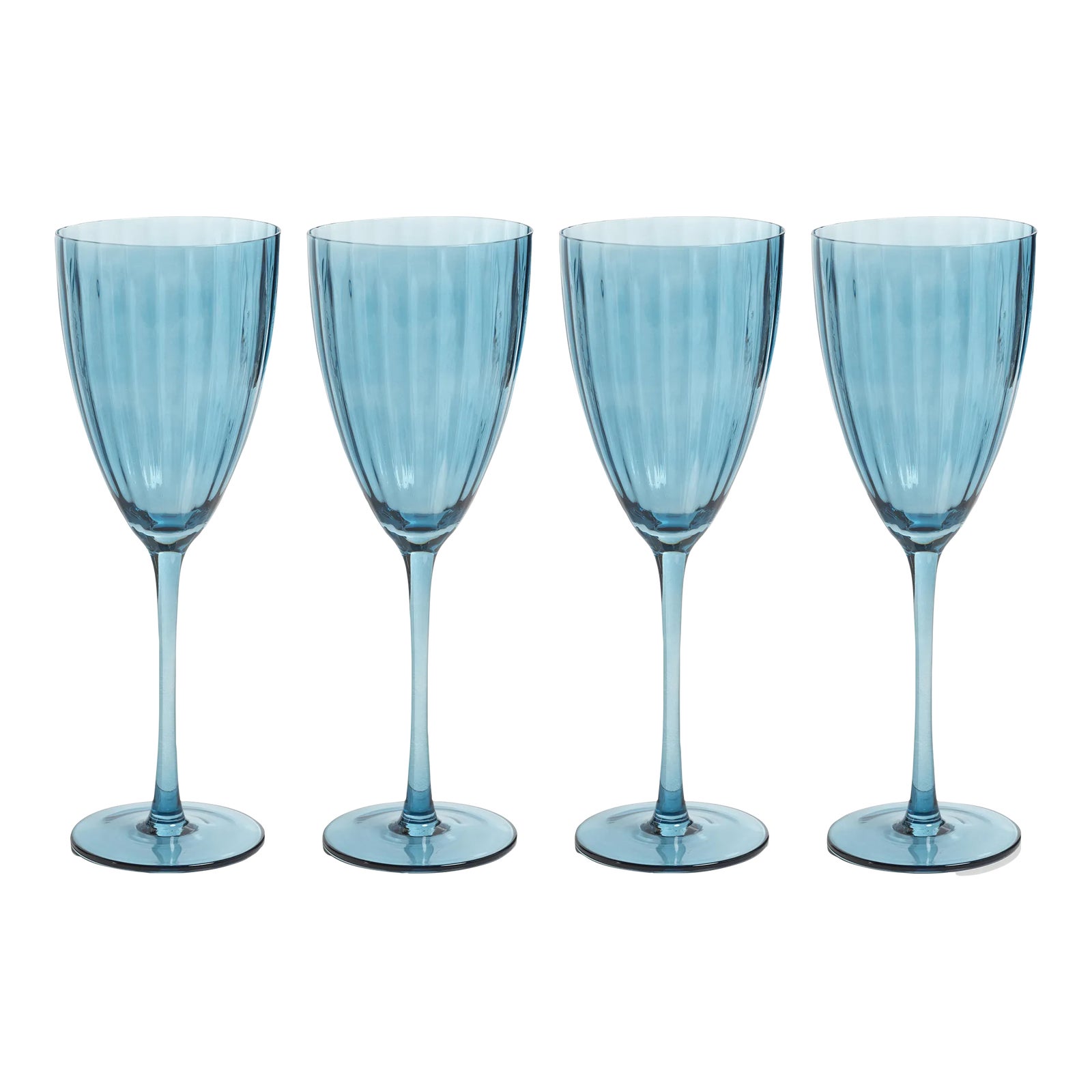 Malden Optic White Wine Glasses Blue Azure, Set of 4 Chairish