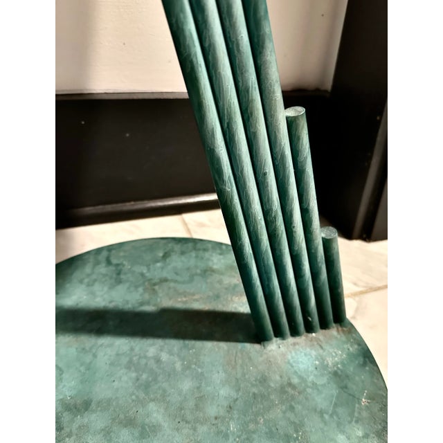 1980s Curtis Jere Verdigris Patinated Marble Top Sculptural Table, Signed For Sale - Image 5 of 7