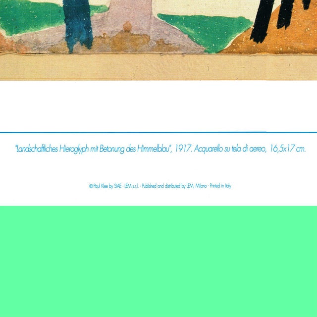 After Paul Klee - "Scenic Hieroglyph With Emphasis on Sky-Blue" Vintage Art Print Lithography 1989 80s For Sale - Image 6 of 6