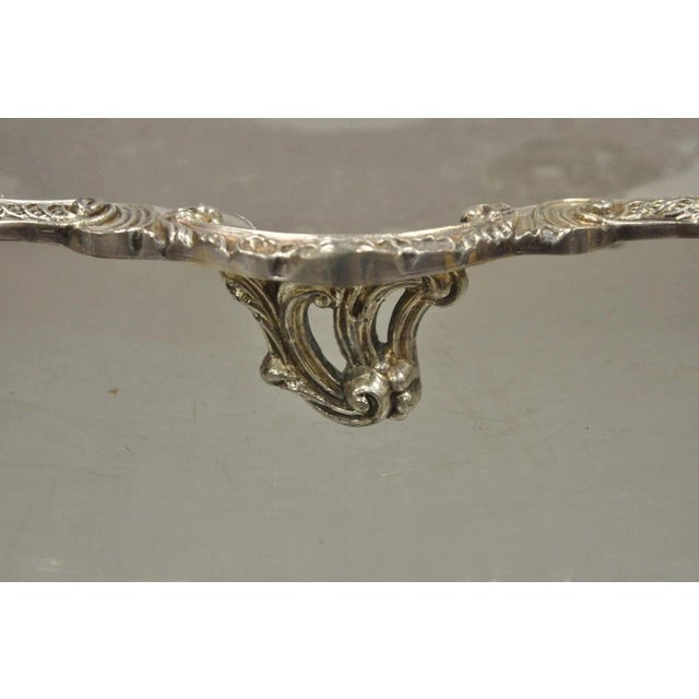 Metal Vintage English Silver MFG Regency Style Silver Plated 12" Trinket Platter Tray For Sale - Image 7 of 9