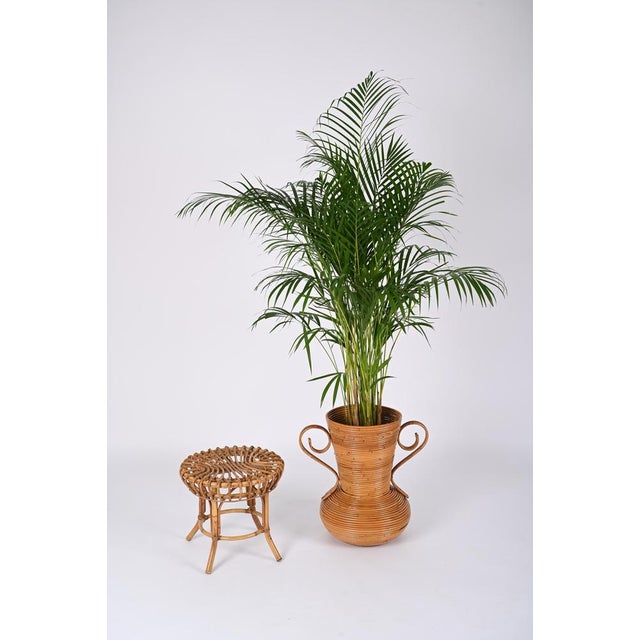Wood Bamboo and Rattan Vase by Vivai del Sud, Italy, 1970s For Sale - Image 7 of 17