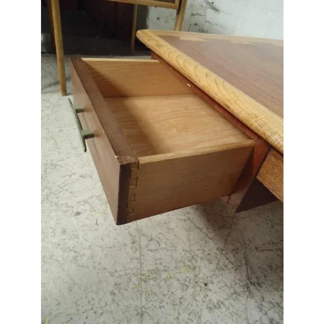 Mid-Century Modern cocktail table with walnut and oak inlay. Designed by Lane for the Acclaim series with intricate...