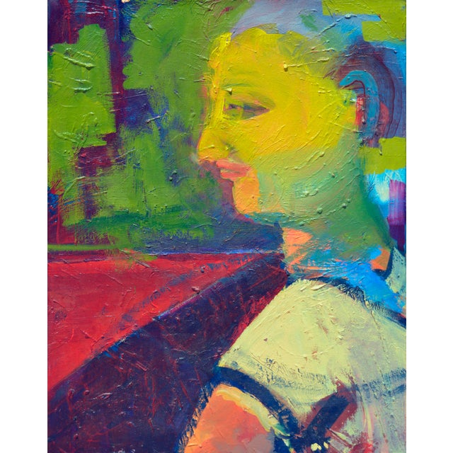Dynamic fauvist portrait painting titled "Chicken Yard" by California abstract expressionist artist Kristin Cohen...