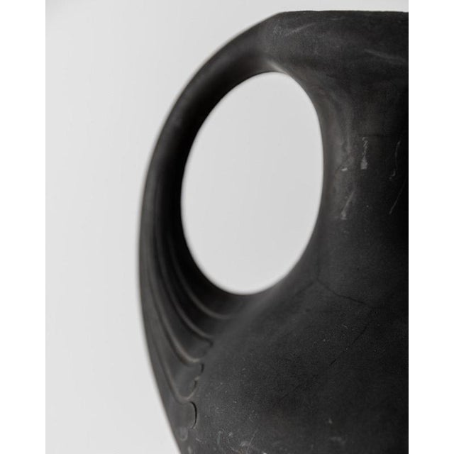 1920s Antique Sculptural Black Lavanite Stone Vase, 1920s For Sale - Image 5 of 14