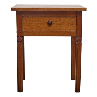 19th Century French Walnut Side Table With Drawer and Carved Diamond Accents For Sale