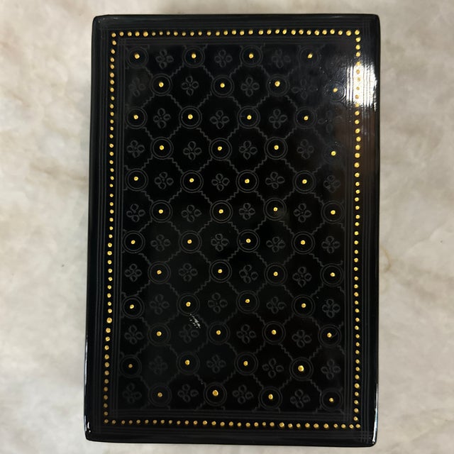 Small Black Lacquer Floral Pattern Box For Sale - Image 12 of 12