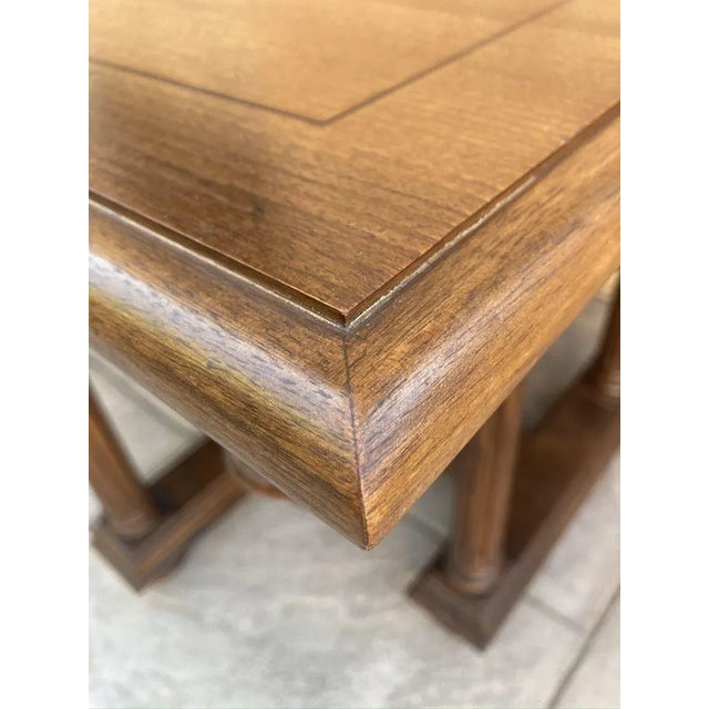 Wood Antique Spanish Carved Church Table or Altar with Wood Stretchers For Sale - Image 7 of 14