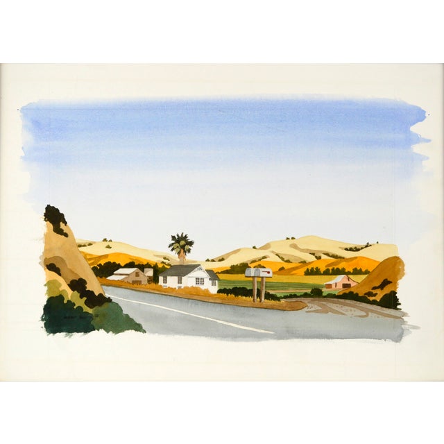 San Jose Hills Watercolor on paper An Americana view of the Hills around San Jose by Robert Sugita (American, b- 1938). A...