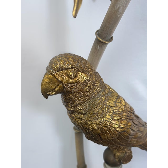 1970s Vintage Hollywood Regency Palm Tree Parrot Table Lamp For Sale - Image 5 of 12