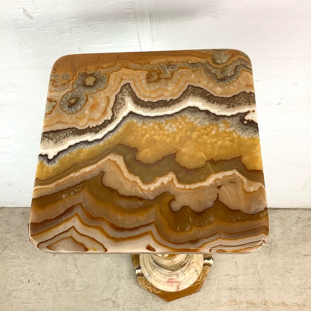 Mid 20th Century Vintage Onyx Column Pedestal With Vase For Sale - Image 5 of 12
