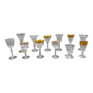 Mid 20th Century Moser Signed Czech Crystal Liqueur Cordial Glass Set of 12 With Leather Case For Sale