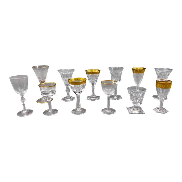 Mid 20th Century Moser Signed Czech Crystal Liqueur Cordial Glass Set of 12 With Leather Case For Sale