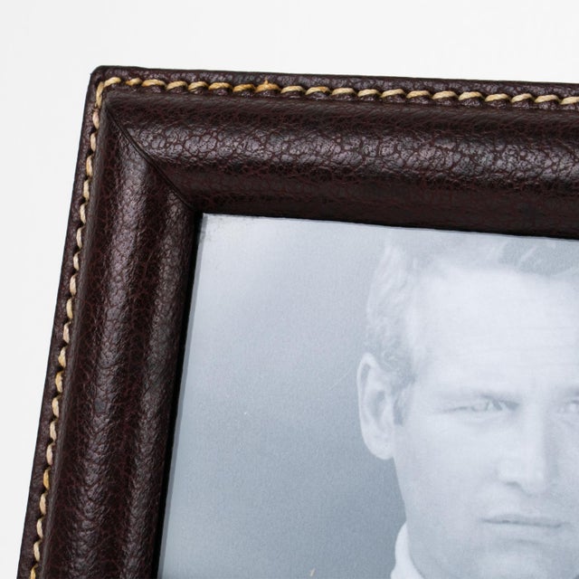 Brown Modernist Maroon Leather Picture Frame, France circa 1950 For Sale - Image 8 of 9