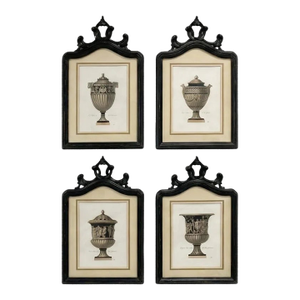 Antique Hand Etched Engraving Entitled Vaso Antico Nel Musco Clementino - Set of 4