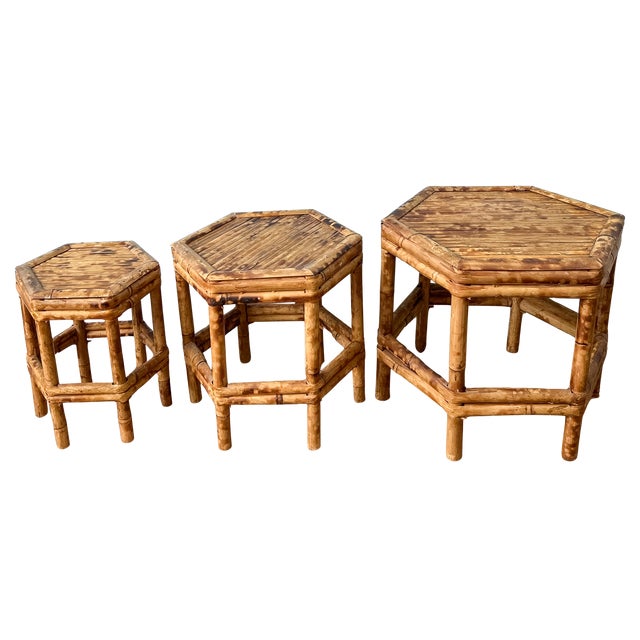 Mid 20th Century Vintage Graduated Bamboo Plant Stands, Set of 3 – Hollywood Regency / Coastal / Organic Modern For Sale - Image 5 of 10