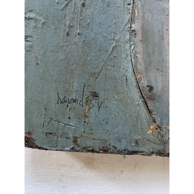 Paint Rare 1964 James Havard Figurative Oil Painting "Jersey Girl" on Carved Wax With Gold Underlayer - Signed For Sale - Image 7 of 7