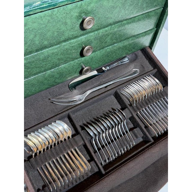 Silver Silver-Plated Spatours Cutlery Service with Box from Christofle, Set of 144 For Sale - Image 8 of 13