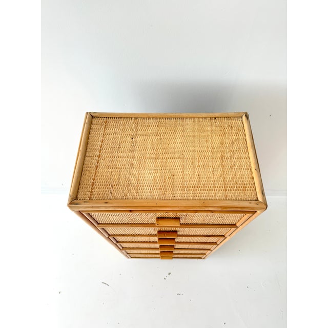 2000 - 2009 Vintage Rattan Wicker 6-Drawer Dresser, 1960s For Sale - Image 5 of 12