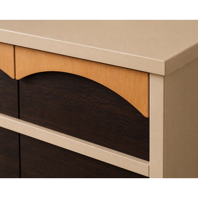 Mid-Century Modern Refinished Mid-Century Modern 9-Drawer Dresser in Sculpted Clay & Espresso | Restored Vintage Statement Piece For Sale - Image 3 of 3