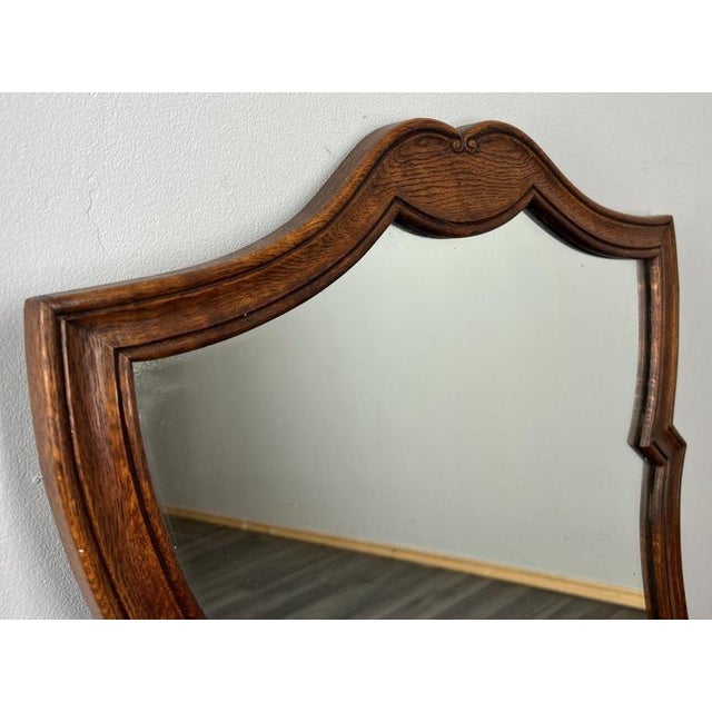 French Wall Mirror with Ornate Carved Oak Frame For Sale - Image 3 of 8