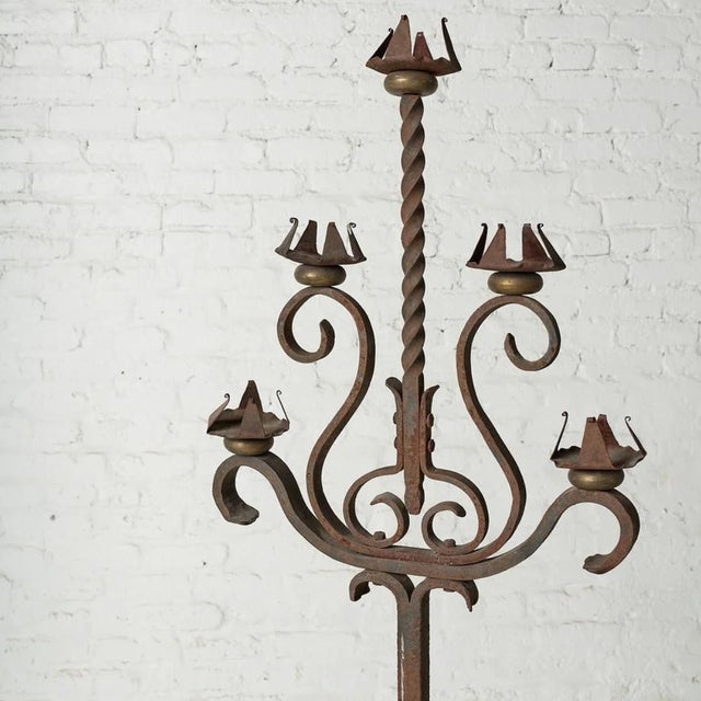 Traditional 1920s–1940s Belgian Iron Candelabra For Sale - Image 3 of 3