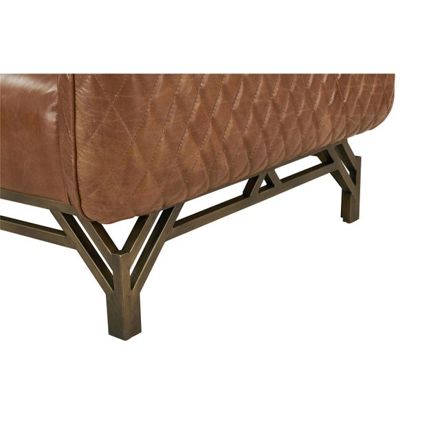 Vincent Industrial Modern Arm Chair - Light Brown Leather For Sale - Image 4 of 7