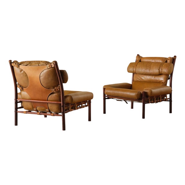 Inca Easy Lounge Chairs by Arne Norell, 1970s, Set of 2 For Sale