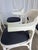 1970s Vintage White Bentwood Dining Chairs with Blue Fabric Seats, 1970s, Set of 6 For Sale - Image 5 of 18