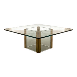 Leon Rosen for Pace Glass and Brass Coffee Table For Sale