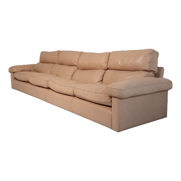 Vintage Petronio 4-6 Seater Sofa in Blush Leather by Tito Agnoli for Poltrona Frau, 1970s For Sale