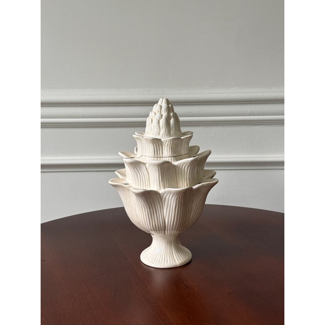 2000 - 2009 Contemporary White Ceramic Tulipiere Vase For Sale - Image 5 of 10