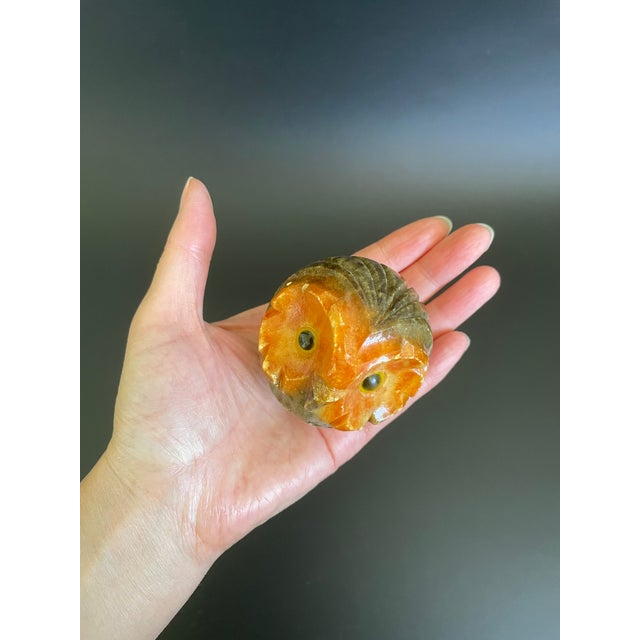 Vintage Italian Hand Carved Alabaster Owl Paperweight For Sale - Image 11 of 11