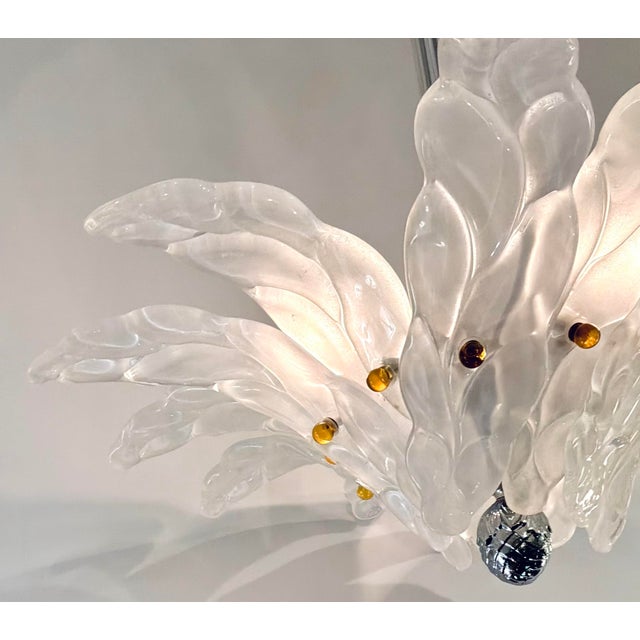 Neoclassical Myran Allan Luxury Lighting Lalique Style Italian Murano Glass Chandelier For Sale - Image 3 of 5