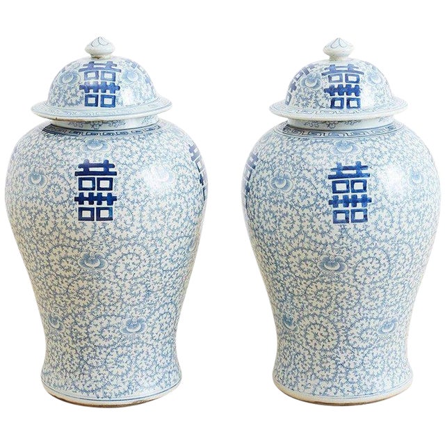 Pair Of Chinese Blue And White Ginger Jars Chairish