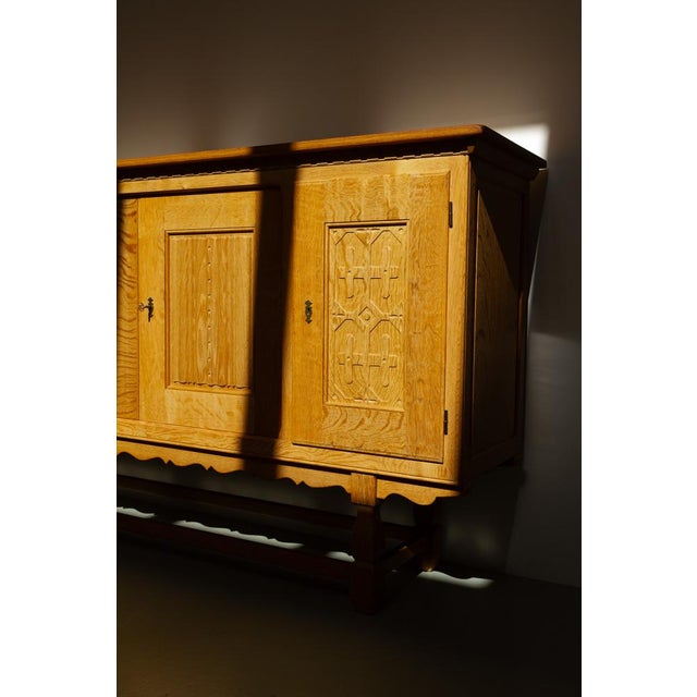 Mid-Century Brutalist Danish Oak Sideboard by Henning Kjærnulf for EG, 1960s For Sale - Image 17 of 18