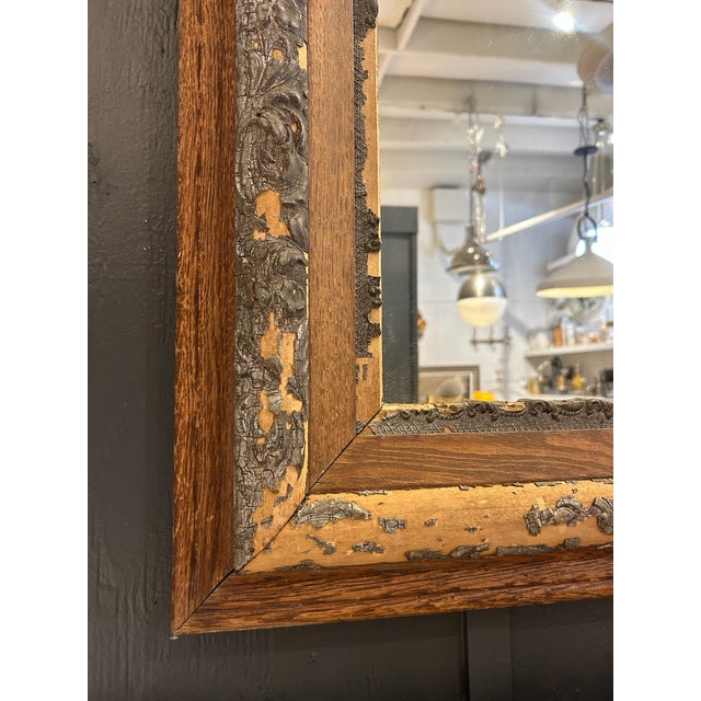 Late 20th Century Vintage Distressed Wood Frame With New Mirror For Sale - Image 5 of 10