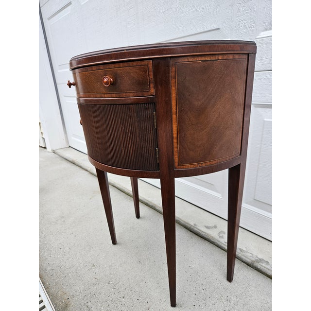 Baker Furniture Mahogany Demilune Side Table Nightstand For Sale - Image 6 of 17