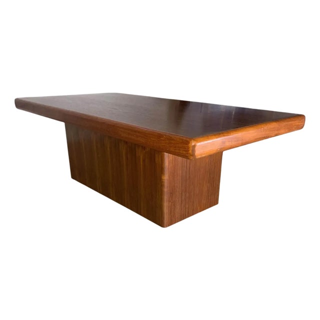 Mid-Century Scandinavian Danish Teak Columnar Low Statement Coffee Table, 1960s For Sale