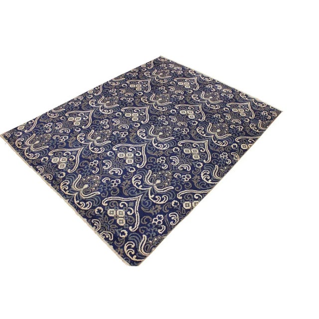 Shabby Chic 1990s Boho Chic Wool & Viscose Rug - 7′10″ × 9′11″ For Sale - Image 3 of 7