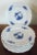 Set ten 18th c. continental blue & white porcelain dinner plates decorated with flowering shrubs rising from rockwork and...
