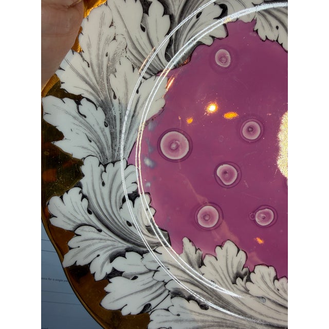 Ceramic Set of Eight Fornasetti Style Pink Splash Luster Dinner Plates For Sale - Image 7 of 11