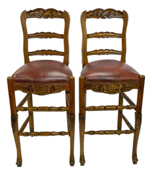 Pair of French Provincial Pine Bar Stools